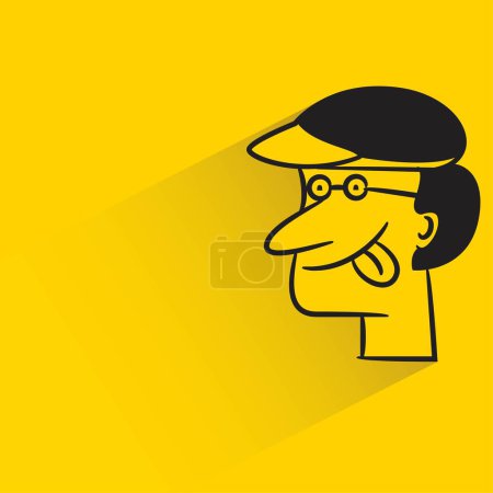 Téléchargez les illustrations : Avatar visage masculin avec ombre sur fond jaune - en licence libre de droit