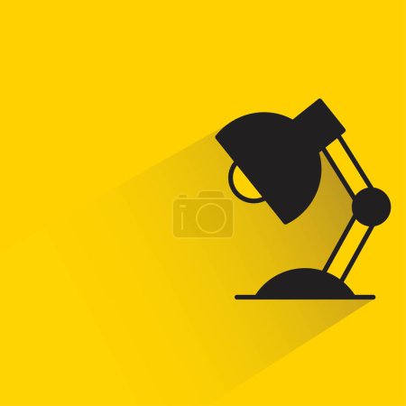 Téléchargez les illustrations : Lampe de table avec ombre sur fond jaune - en licence libre de droit