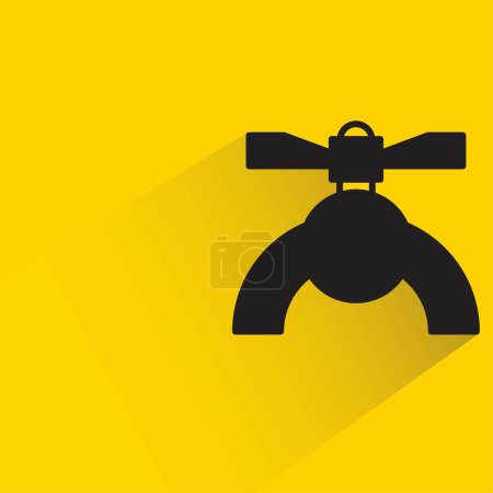 Illustration for Valve and pipe with shadow on yellow background - Royalty Free Image