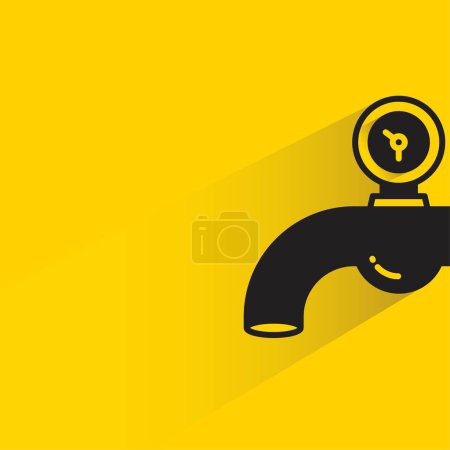 Illustration for Valve and pipe with shadow on yellow background - Royalty Free Image