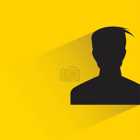Téléchargez les illustrations : Silhouette homme icône avec ombre sur fond jaune - en licence libre de droit