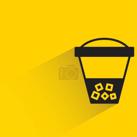 Illustration for Coffee cup icon with shadow on yellow background - Royalty Free Image