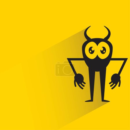 Illustration for Cartoon monster with shadow on yellow background - Royalty Free Image