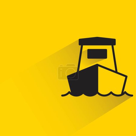 Illustration for Ship with shadow on yellow background - Royalty Free Image