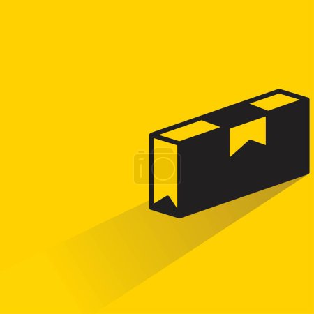 Téléchargez les illustrations : Boîte en carton avec ombre sur fond jaune - en licence libre de droit