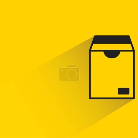 Ilustración de Caja de cartón con sombra sobre fondo amarillo - Imagen libre de derechos