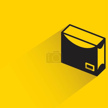 Ilustración de Caja de cartón con sombra sobre fondo amarillo - Imagen libre de derechos