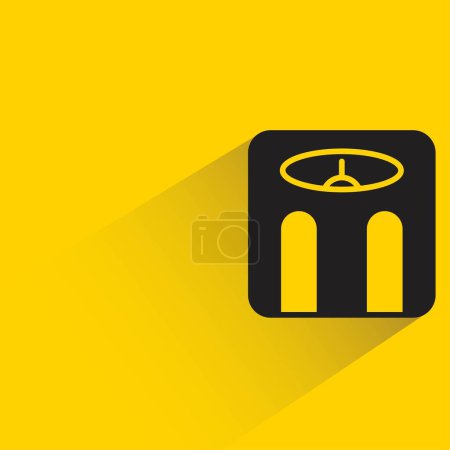 Illustration for Weight scale with shadow on yellow background - Royalty Free Image
