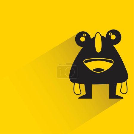 Illustration for Cartoon monster with shadow on yellow background - Royalty Free Image