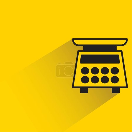 Illustration for Kitchen weight scale with shadow on yellow background - Royalty Free Image