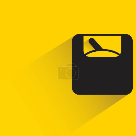 Ilustración de Escala de peso con sombra sobre fondo amarillo - Imagen libre de derechos