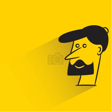 Téléchargez les illustrations : Drôle mâle visage avatar sur fond jaune - en licence libre de droit