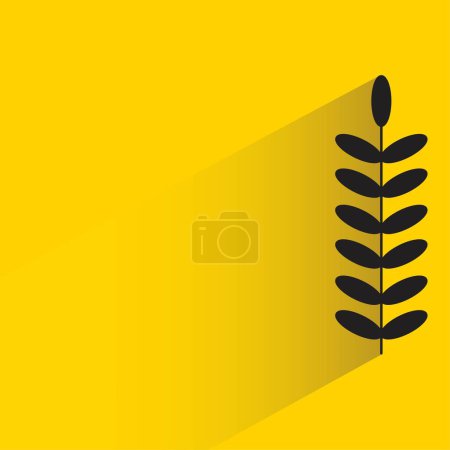 Téléchargez les illustrations : Feuilles et fleurs avec ombre sur fond jaune - en licence libre de droit
