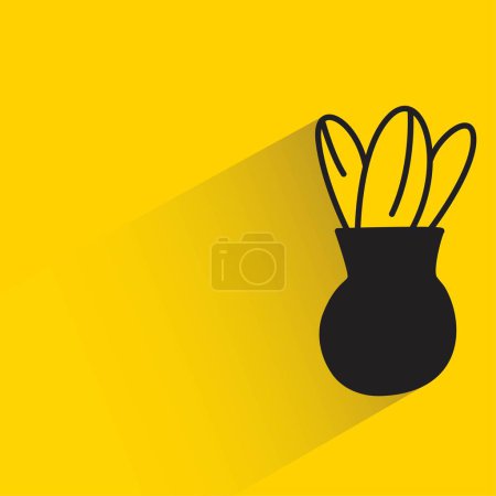 Ilustración de Icono de maceta con sombra sobre fondo amarillo - Imagen libre de derechos