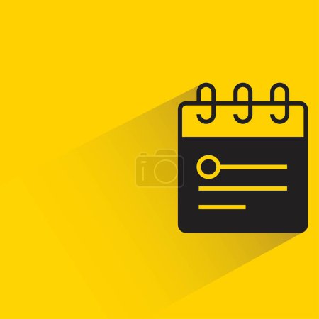 Téléchargez les illustrations : Icône de calendrier avec ombre sur fond jaune - en licence libre de droit