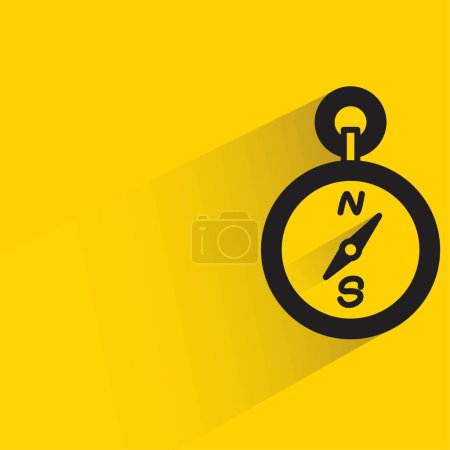 Illustration for Compass with shadow on yellow background - Royalty Free Image