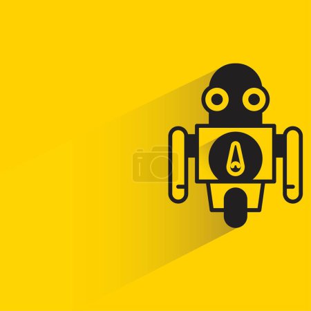 Téléchargez les illustrations : Robot droïde avec ombre sur fond jaune - en licence libre de droit