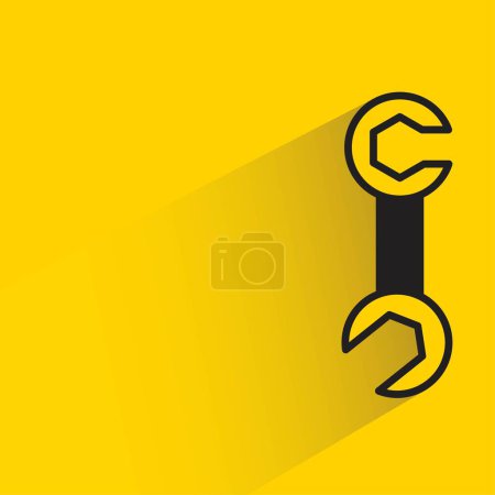 Ilustración de Llave inglesa con sombra sobre fondo amarillo - Imagen libre de derechos