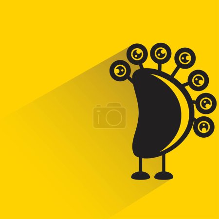 Illustration for Cartoon monster icon with shadow on yellow background - Royalty Free Image