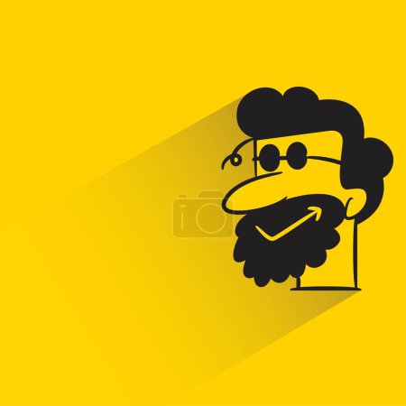 Ilustración de Barba hombre con sombra sobre fondo amarillo - Imagen libre de derechos