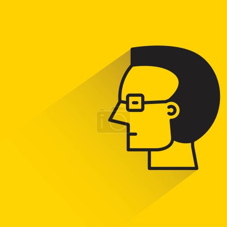 Téléchargez les illustrations : Personnage tête mâle avec ombre sur fond jaune - en licence libre de droit