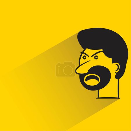 Illustration for Beard man with shadow on yellow background - Royalty Free Image
