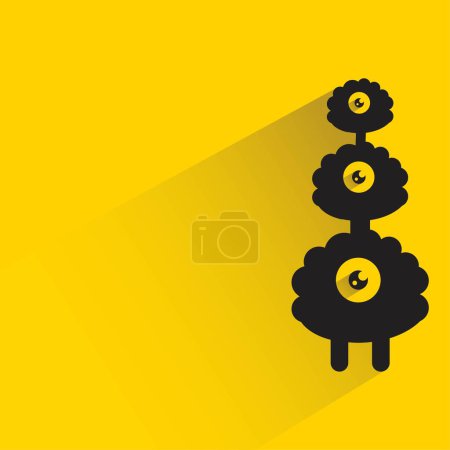 Illustration for Monster with shadow on yellow background - Royalty Free Image