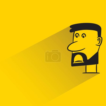 Ilustración de Barba hombre con sombra sobre fondo amarillo - Imagen libre de derechos