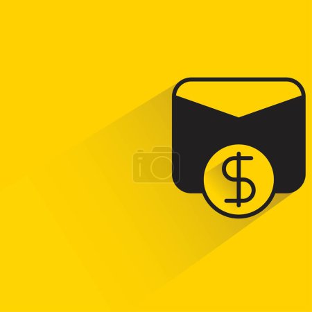 Téléchargez les illustrations : Salaire argent avec ombre sur fond jaune - en licence libre de droit