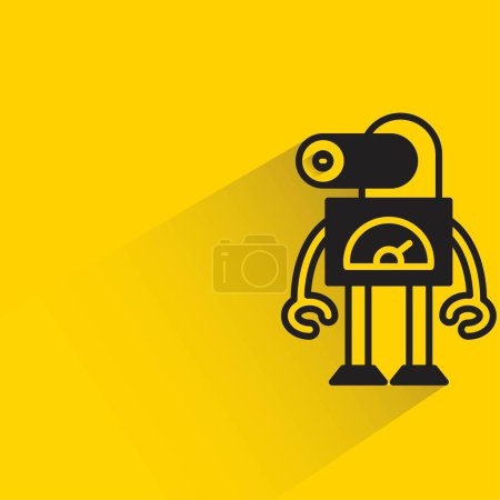 Illustration for Robot with shadow on yellow background - Royalty Free Image