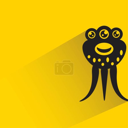Illustration for Funny monster character with shadow on yellow background - Royalty Free Image