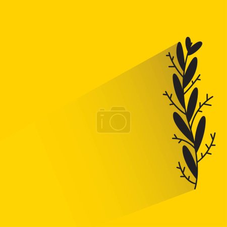 Ilustración de Flor y hojas con sombra sobre fondo amarillo - Imagen libre de derechos