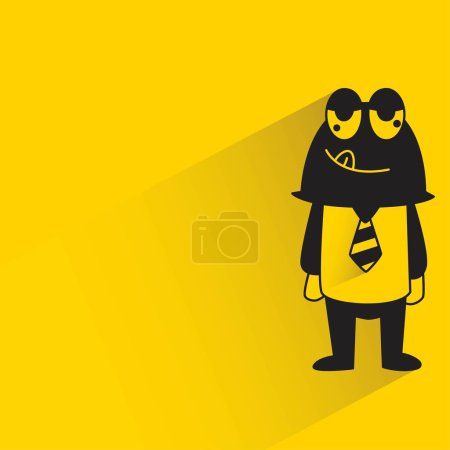 Téléchargez les illustrations : Personnage monstre drôle avec ombre sur fond jaune - en licence libre de droit