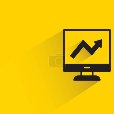 Illustration for Data chart on computer screen with shadow on yellow background - Royalty Free Image