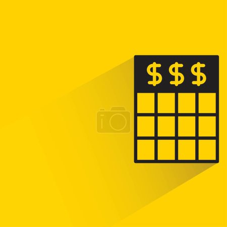 Téléchargez les illustrations : Calculatrice avec ombre sur fond jaune - en licence libre de droit