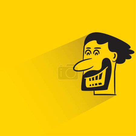 Illustration for Beard man avatar with shadow on yellow background - Royalty Free Image