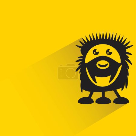 Illustration for Funny monster character on yellow background - Royalty Free Image