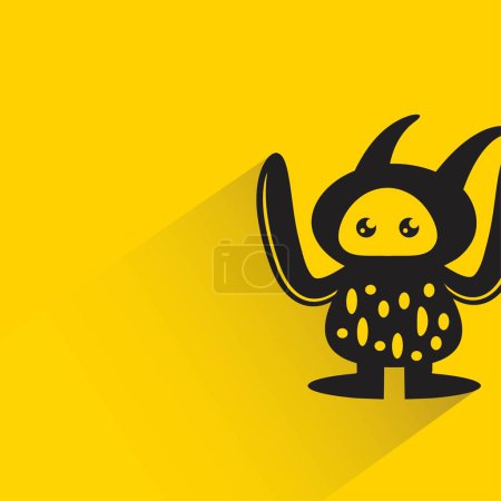 Illustration for Funny monster character with shadow on yellow background - Royalty Free Image