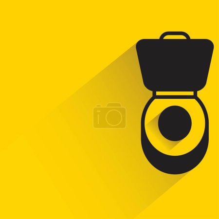 Illustration for Toilet bowl and wc with shadow on yellow background - Royalty Free Image