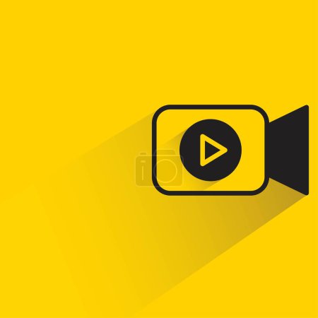 Illustration for Video camera with shadow on yellow background - Royalty Free Image