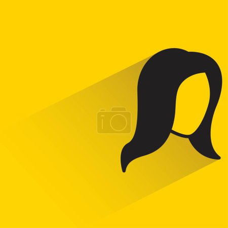 Illustration for Woman hair style with shadow on yellow background - Royalty Free Image
