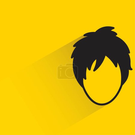 Ilustración de Mujer estilo de pelo con sombra sobre fondo amarillo - Imagen libre de derechos