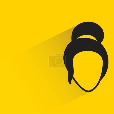Téléchargez les illustrations : Femme coiffure avec ombre sur fond jaune - en licence libre de droit