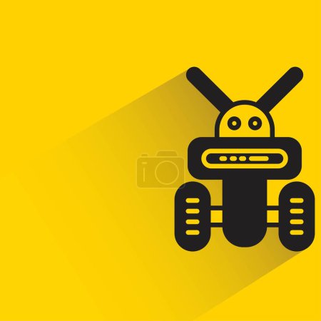 Ilustración de Icono de carácter robot sobre fondo amarillo - Imagen libre de derechos
