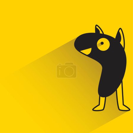 Illustration for Funny monster character on yellow background - Royalty Free Image