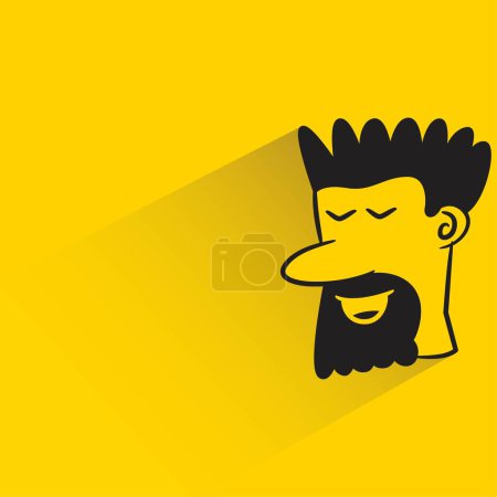 Ilustración de Barba hombre avatar con sombra sobre fondo amarillo - Imagen libre de derechos