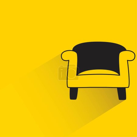 Illustration for Doodle sofa with shadow on yellow background - Royalty Free Image