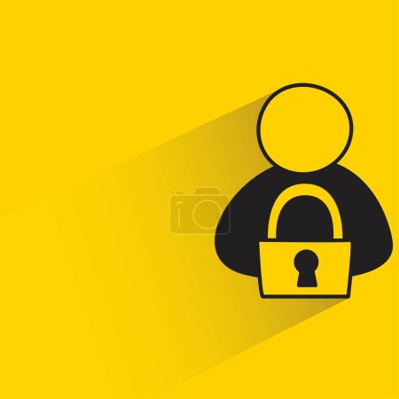 Illustration for User and encryption key with shadow on yellow background - Royalty Free Image