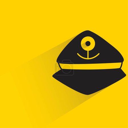Illustration for Captain cap with shadow on yellow background - Royalty Free Image