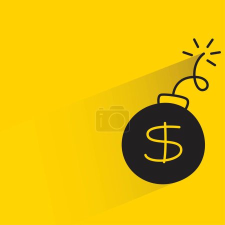 Téléchargez les illustrations : Bombe dollar avec ombre sur fond jaune - en licence libre de droit